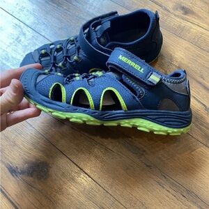 Merrell Hydro Sport Sandal Hook-and-loop Navy/Green Size 2 US Unisex Little Kid